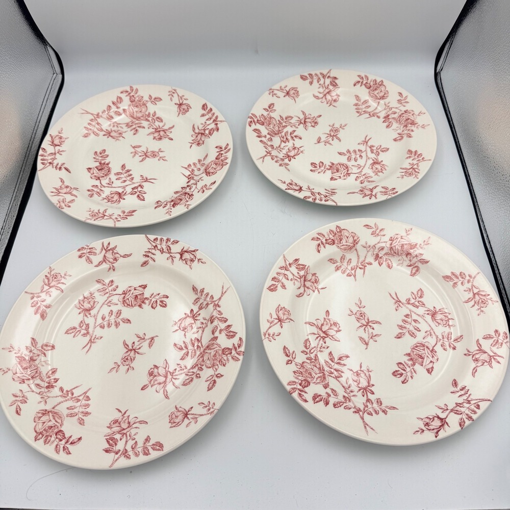Churchill Antique Rose Pink Dinner Plates Set of 4 Made in England 10 in Vintage